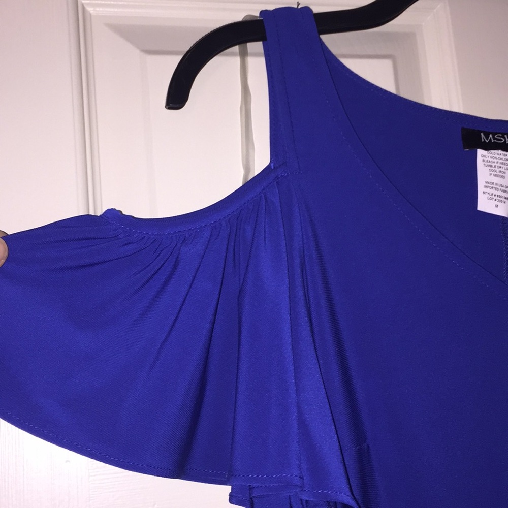 Blue Cold Shoulder Dress - Picture 3 of 4